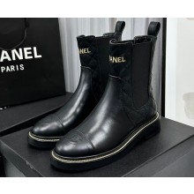 Chanel Logo Quilting Calfskin Short Boots Black 2023