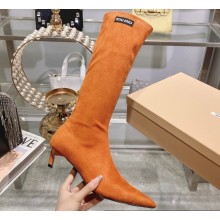 Miu Miu Heel 4cm Stretch leather boots Suede Orange 2023
