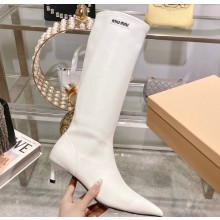 Miu Miu Heel 4cm Stretch leather boots White 2023