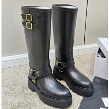 Celine Bulky Biker High Boots In Calfskin Black 2023