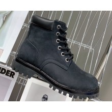 Celine Laced Up Boots In Suede Calfskin Black 2023