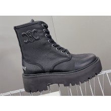 Celine Bulky Laced Up Boots In Nylon And Shiny Bull Black 2023