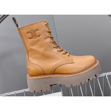 Celine Lace-Up Boots With Triomphe Celine Bulky In Shiny Bull Brown 2023