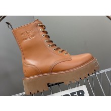 Celine Lace-Up Boots With Triomphe And Studded Outsole Celine Bulky In Shiny Bull Brown 2023