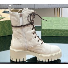Gucci GG Matelassé lace-up boots 718386 White 2023