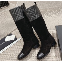 Chanel Heel 3cm Calfskin High Boots G45200 Suede Black 2023