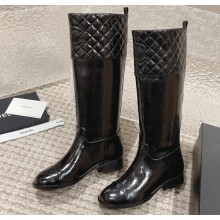 Chanel Heel 3cm Calfskin High Boots G45200 Waxy Black 2023