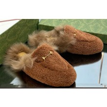 Gucci Princetown Fur Shearling Lamb Slippers Brown 2023
