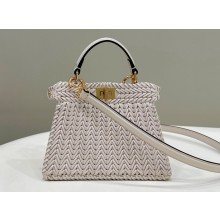 Fendi Peekaboo Iseeu Petite Bag in interlace leather White 2023