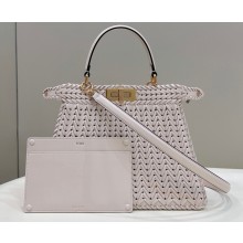 Fendi Peekaboo Iseeu Medium Bag in interlace leather White 2023
