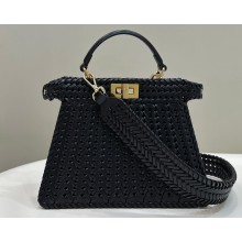 Fendi Peekaboo Iseeu Small Bag in interlace leather Black 2023