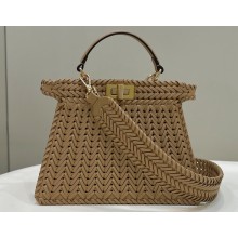 Fendi Peekaboo Iseeu Small Bag in interlace leather Brown 2023