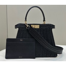 Fendi Peekaboo Iseeu Medium Bag in interlace leather Black 2023