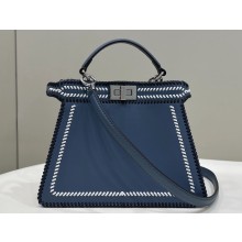 Fendi Peekaboo Iseeu Small Bag  in White and blue woven leather 2023