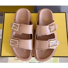 Fendi Feel leather Double-band flat slides Nude 2023