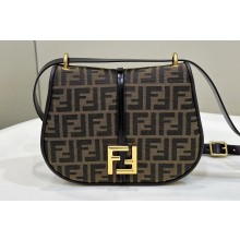Fendi C’mon Medium bag in Brown FF jacquard fabric and leather 2023