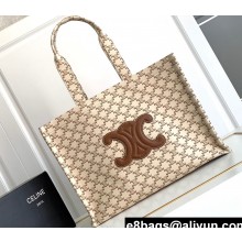 Celine Large Cabas Thais Bag In Textile With Triomphe Canvas Print And Calfskin 196762 2023