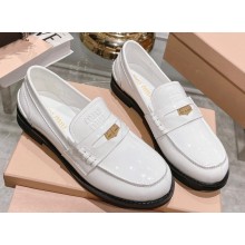 Miu Miu Patent Leather Loafers White With Logo Coin 2023