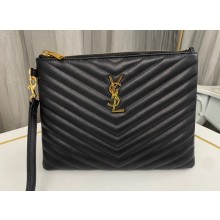 Saint Laurent cassandre matelassé a5 pouch in quilted leather 379039 Black/Gold