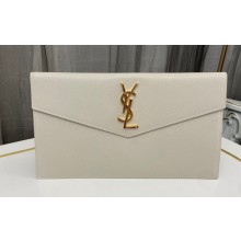 Saint Laurent uptown pouch in Grained leather 565739 White