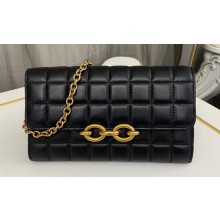 Saint Laurent le maillon chain wallet in shiny quilted lambskin 738109 Black