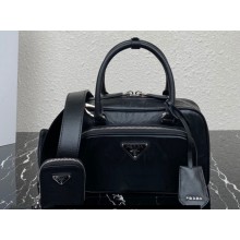 Prada Antique nappa leather multi-pocket top-handle bag 1bb099 Black 2023