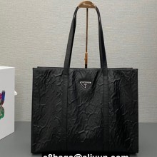 Prada Large antique nappa leather tote bag 1BG460 Black 2023