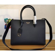 Prada Large Saffiano Leather Handbag 1ba153 Black/Yellow 2023
