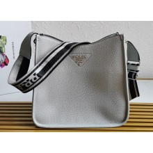 Prada Leather hobo bag 1BC073 Pale Blue 2023