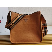 Prada Leather hobo bag 1BC073 Brown 2023