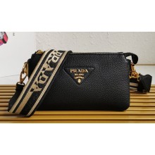 Prada Leather shoulder bag 1BH194 Black 2023