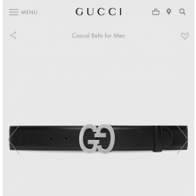 Gucci Width 4cm GG buckle wide belt 745826 Black/Silver 2023