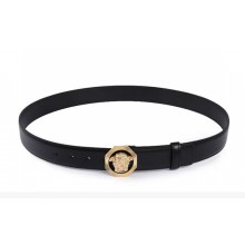 Versace Black & Gold Octagonal Medusa Leather Belt 4 cm 2023