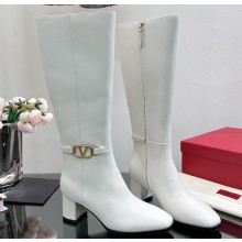 Valentino Vlogo Signature Calfskin Boots 75mm White 2023