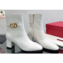 Valentino Vlogo Signature Calfskin Ankle Boots 75mm White 2023