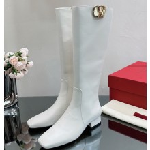 Valentino VLogo Type Calfskin Boots White 2023