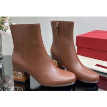 Valentino Heritage Ankle Boots In Calfskin Leather Brown 2023