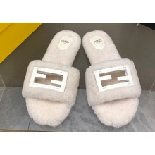 Fendi Baguette sheepskin slides White 2023