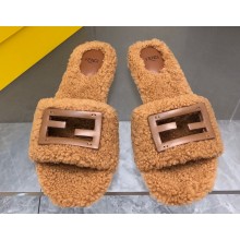 Fendi Baguette sheepskin slides Brown 2023