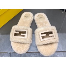 Fendi Baguette sheepskin slides Beige 2023