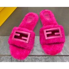 Fendi Baguette sheepskin slides Fuchsia 2023
