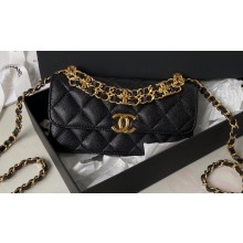 Chanel Grained Calfskin Wallet On Chain WOC Bag AP3021 Black 2023