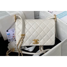 Chanel Lambskin & Gold-Tone Metal Small Flap Bag AS4353 White 2023