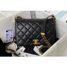 Chanel Lambskin & Gold-Tone Metal Small Flap Bag AS4353 Black 2023