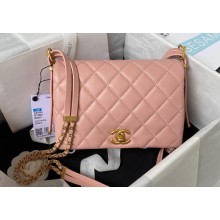 Chanel Lambskin & Gold-Tone Metal Small Flap Bag AS4353 Pink 2023