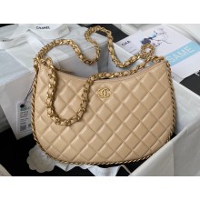 Chanel Shiny Crumpled Lambskin & Gold-Tone Metal Large Hobo Bag AS4368 Beige 2023