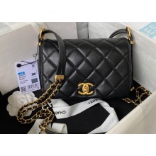 Chanel Lambskin & Gold-Tone Metal Mini Flap Bag AS4340 Black 2023