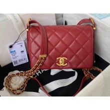 Chanel Lambskin & Gold-Tone Metal Mini Flap Bag AS4340 Burgundy 2023