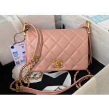 Chanel Lambskin & Gold-Tone Metal Mini Flap Bag AS4340 Pink 2023