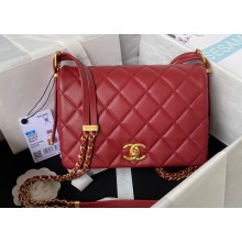 Chanel Lambskin & Gold-Tone Metal Small Flap Bag AS4353 Burgundy 2023